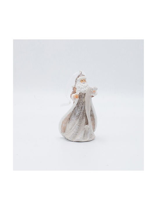 Hanging Santa Claus Ornament Polyresin Silver 6x10.5cm