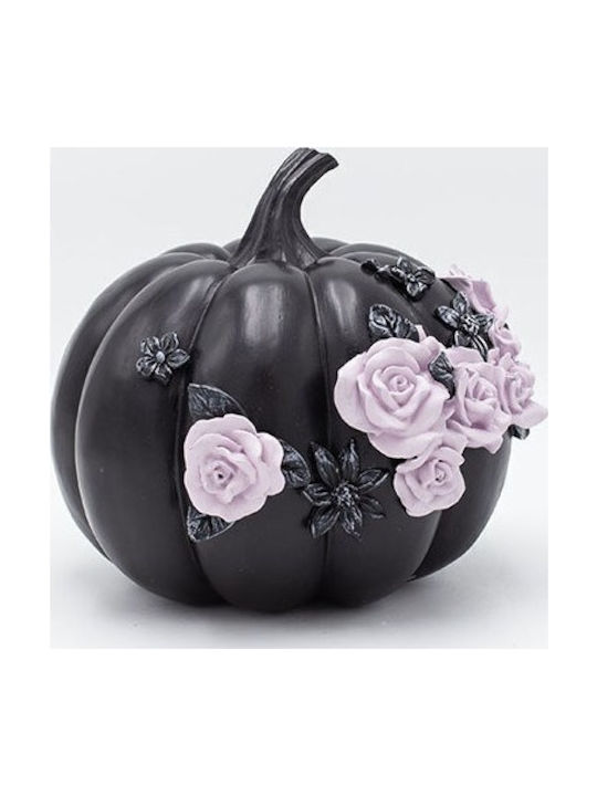 Eurolamp Pumpkin Polyresin Black Pink Roses Halloween 21x21.5x18.8cm