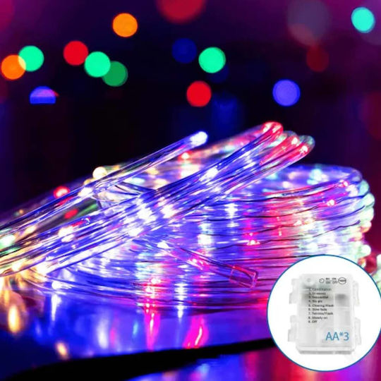 Φωτοσωλήνας 100 Glühbirnen Batterie RGB mit Programmen 10m