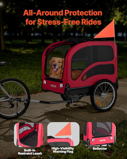 Vevor Dog Carrying Pink Bicycle Trailer for 45kg Pets