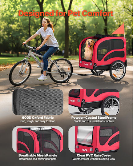 Vevor Dog Carrying Pink Bicycle Trailer for 45kg Pets