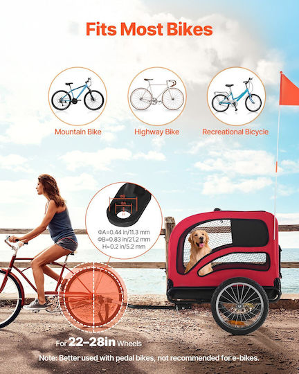 Vevor Dog Carrying Pink Bicycle Trailer for 45kg Pets