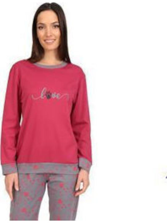Lydia Creations Winter Women's Pyjama Set Red