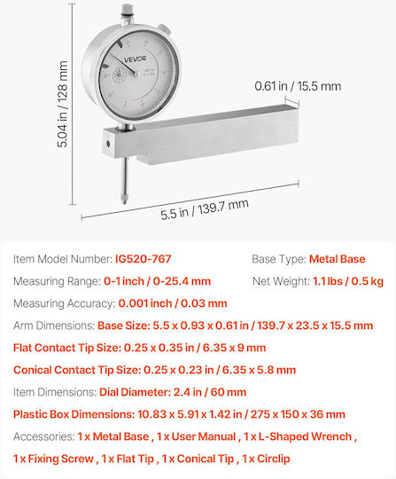 Vevor Micrometru 0-25mm