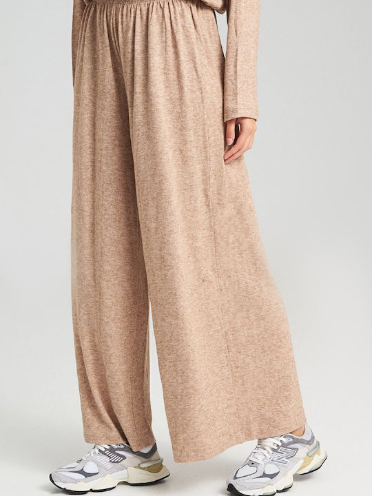 Women's Fabric Trousers Relaxed Fit Brown