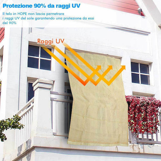 Bakaji Shade Sail 280x295 HDPE Hoops Balcony Veranda Beige 02832421