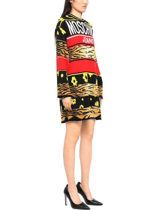 Mini Dress Knitted Red Black Beige