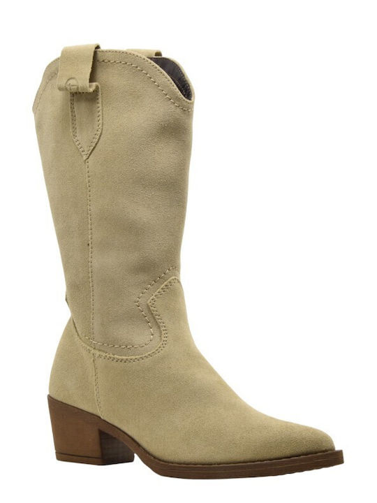 Leder Damenstiefel Beige