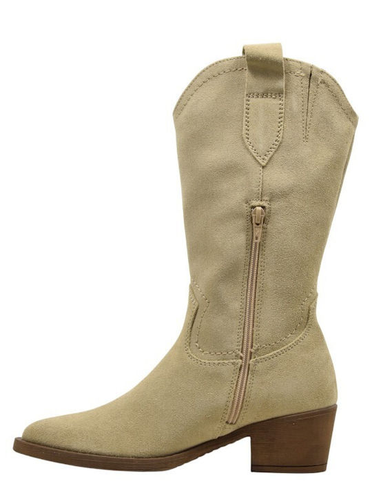 Leder Damenstiefel Beige