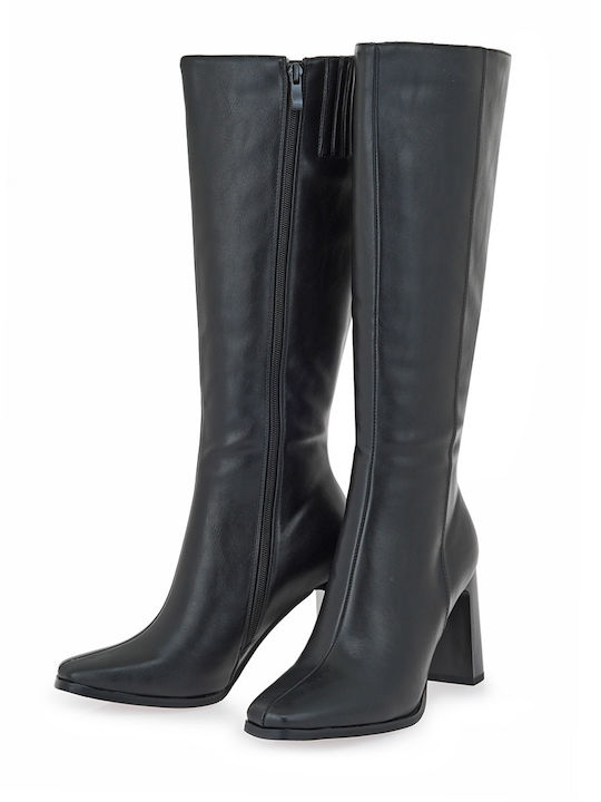 Synthetic Leather High Heel Women's Boots Black
