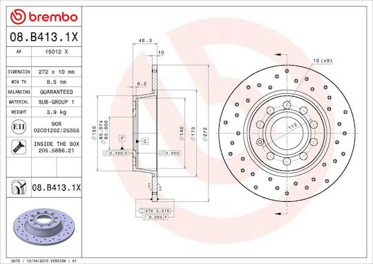 Brake Disc Audi A1 8x1 8xk 8xf Brembo 08b4131x