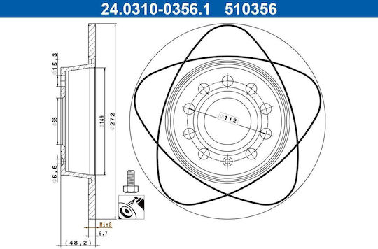 Brake Disc Audi A1 8x1 8xk 8xf Ate 24031003561
