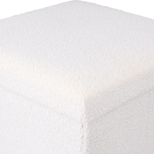 Stool For Living Room With Storage Space Upholstered with Leatherette White 38x38x38cm