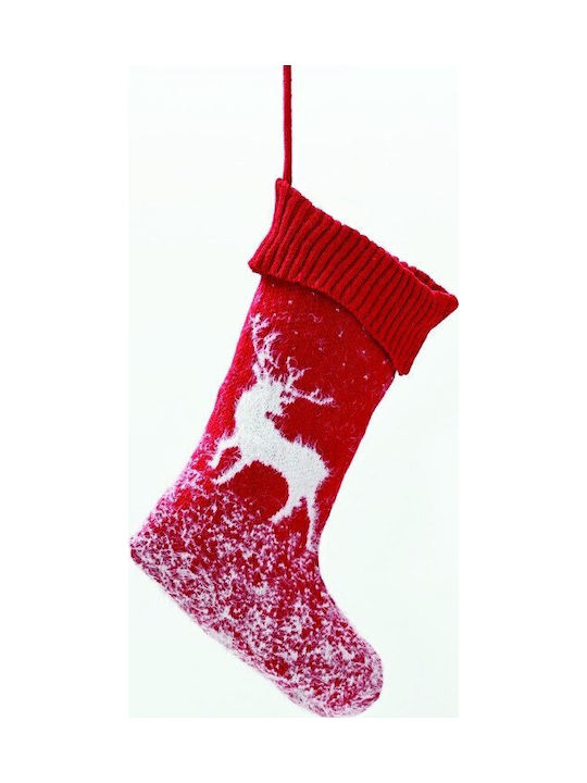 Christmas Decorative Red Socks with Reindeer L46xW20xH20cm