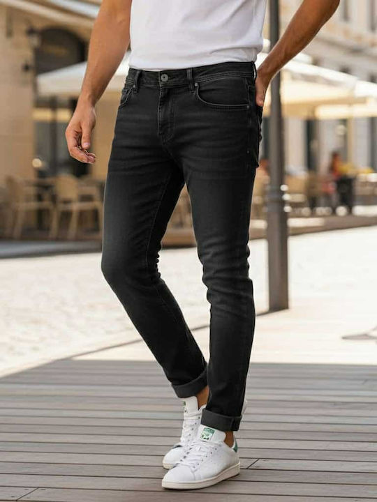 Herren Jeanshose mit Schlank Anwendung Schwarz