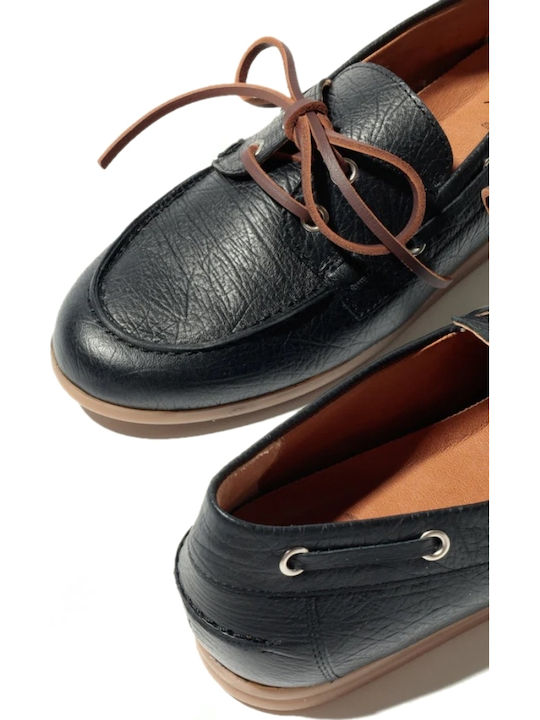 Leather Women's Boat Shoes in Black Color