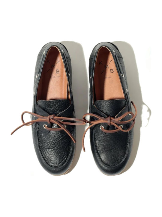 Leather Women's Boat Shoes in Black Color