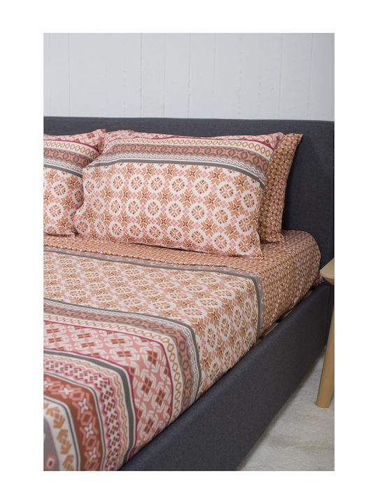 Viokarpet Sheet Sets King Size 270x280cm. Nordic 856 Lampeter Orange 4pcs
