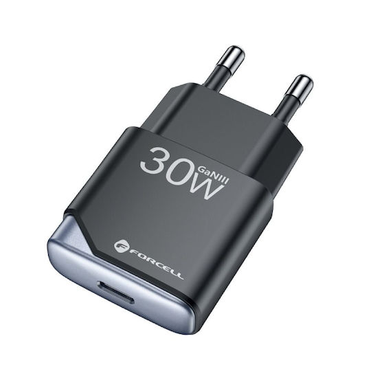 Forcell Φορτιστής Χωρίς Καλώδιο GaN με Θύρα USB-C 30W Power Delivery / Quick Charge 4.0 Μαύρος (F-Energy Ultra Slim)