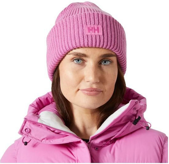 Beanie Unisex Σκούφος με Rib Πλέξη σε Ροζ χρώμα