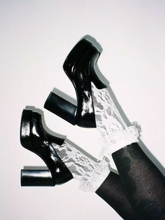 Leder Pumps mit hohem Absatz Schwarz