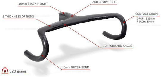 Vision Metron 5d Evo Handlebar-Stem Unit Carbon Acr Black Bicycle Handlebar