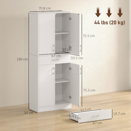 Βιβλιοθήκη Λευκό 70.8x34x180εκ.