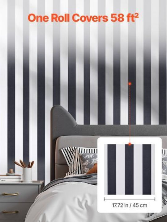 Vevor Self-Adhesive Wallpaper Black White Geometric Waterproof 45cm X 15m Bzccbzjkd404u7o07001v0