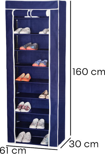 Fabric Shoe Organizer Blue 61x30x160cm