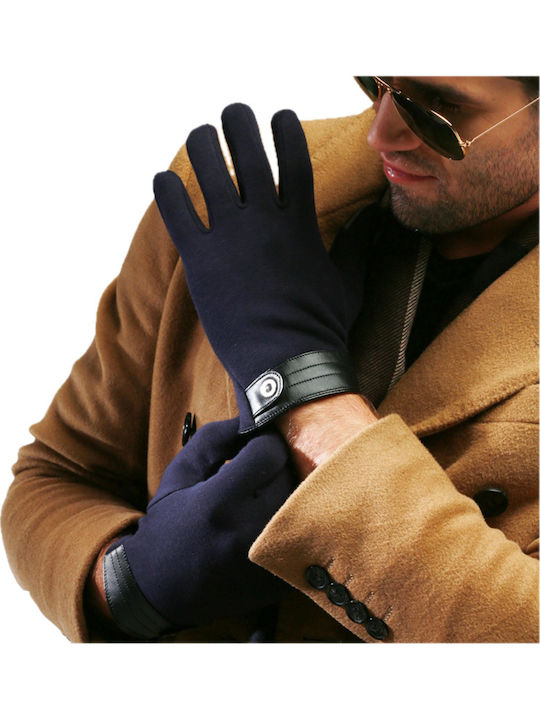 Men's Leather Touch Gloves Blue