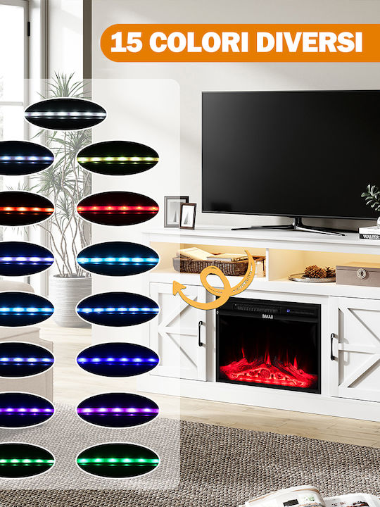 Stand TV Cu Iluminare LED Alb L148xA40xÎ81.5cm