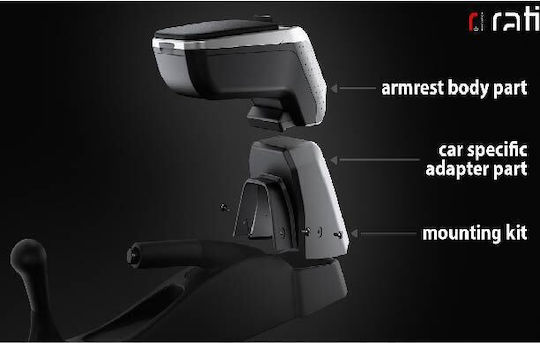 Rati Armster Car PU Armrest for Fiat 500e 2020 Silver