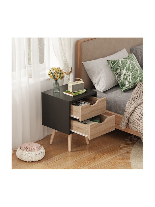 Nachttisch Holz Schwarz 29.7x29.7x45cm