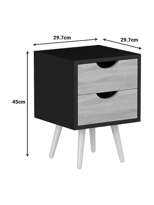 Nachttisch Holz Schwarz 29.7x29.7x45cm