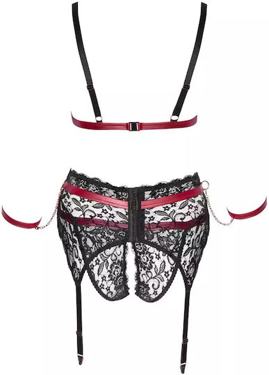 Cottelli Collection Set Sexy De Lenjerie Cu Dantelă Negru 3 Bucăți