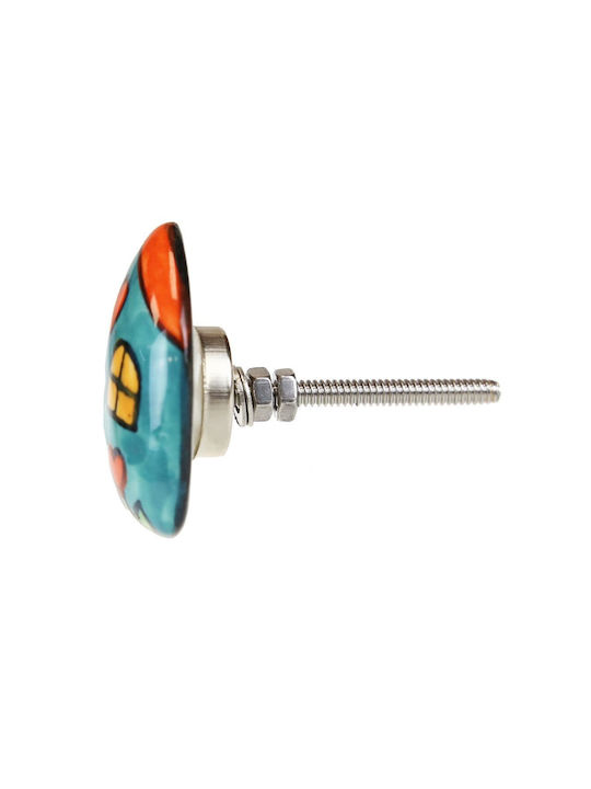 Buton Ceramică Casă 4x5cm Albastru Petrol