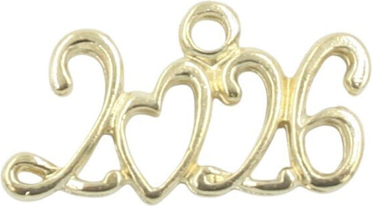 Metallic Elements "2026" Gold Heart 2.7x1.4cm Set Of 5 Pieces