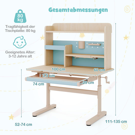 Kinder Schreibtisch Blau 100x60x135cm Kinder Schreibtisch Blau 100x60x135cm