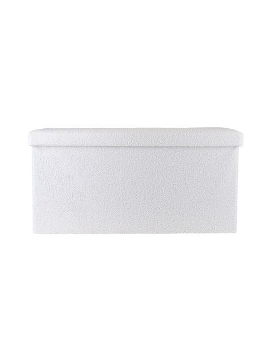 Stool For Living Room With Storage Space Upholstered with Fabric White 76x38x38cm