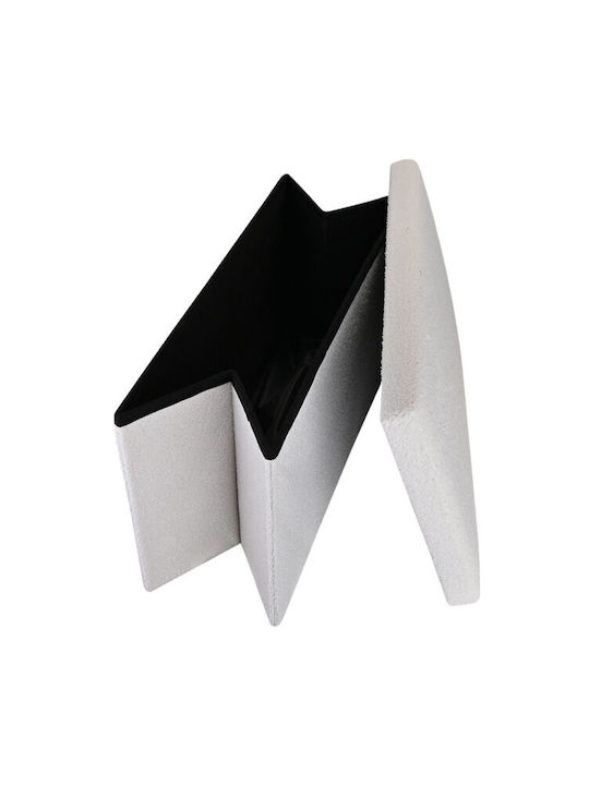 Stool For Living Room With Storage Space Upholstered with Fabric White 76x38x38cm