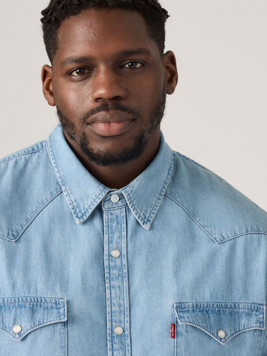 Western Long-sleeved Denim Shirt Stone Wash