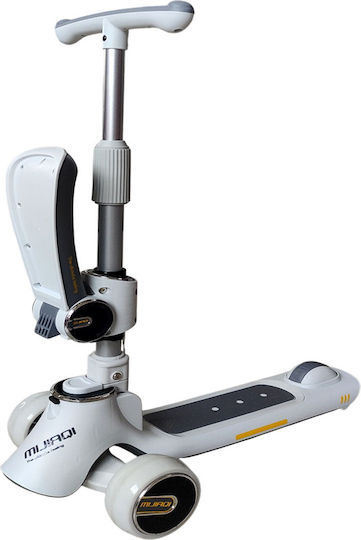 Miko Kids Scooter Foldable 3-Wheel with Seat White