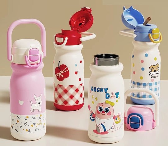 Kinder Trinkflasche Thermos mit Stroh 500ml 696246_bl Blau