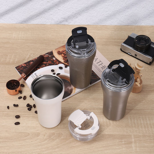 Tragbare Flasche-Thermos Flasche Thermosflasche Rostfreier Stahl / Kunststoff 380ml Silver