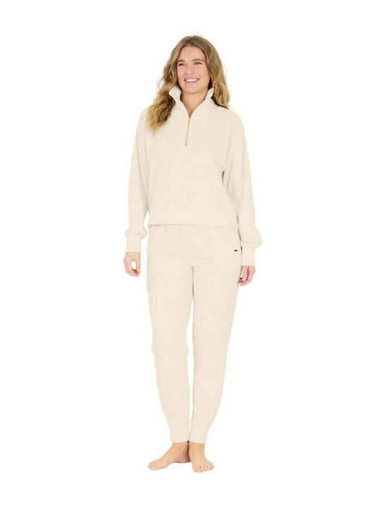 Γυναικεία Μπλούζα με Φερμουάρ Whisper White, Beige