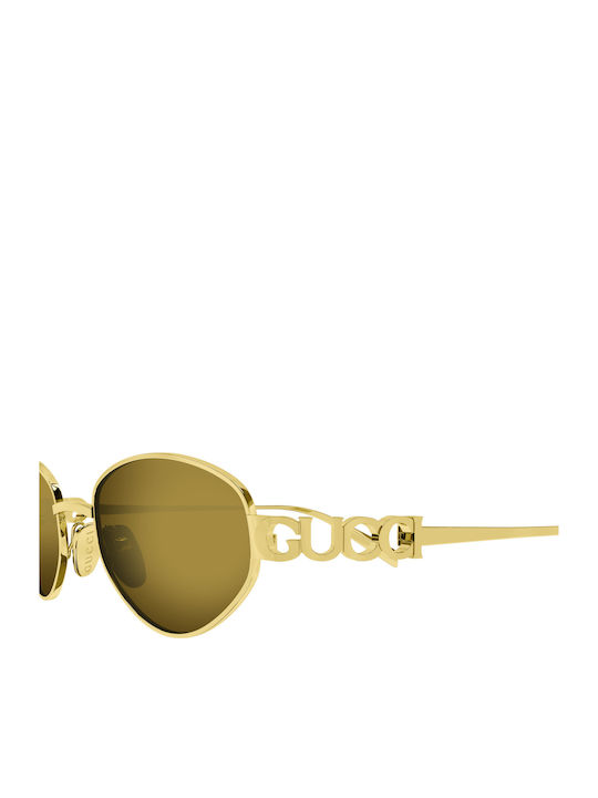 Gucci Women's Sunglasses with Gold Metal Frame and Brown Lens GG1935S 003