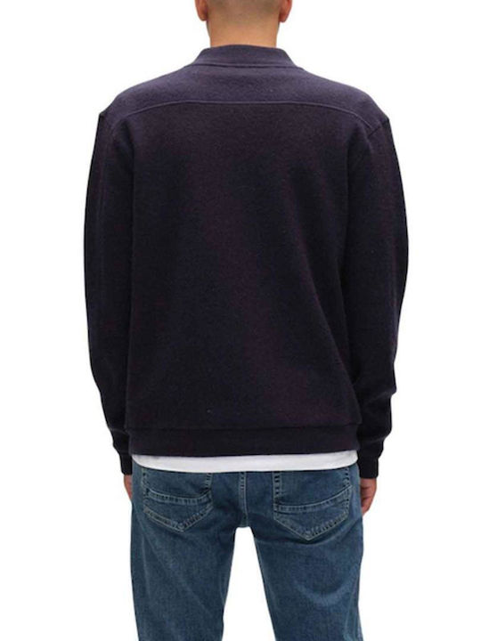 Men's Knitted Blue Fleece Jacket