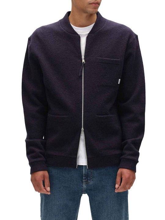 Men's Knitted Blue Fleece Jacket