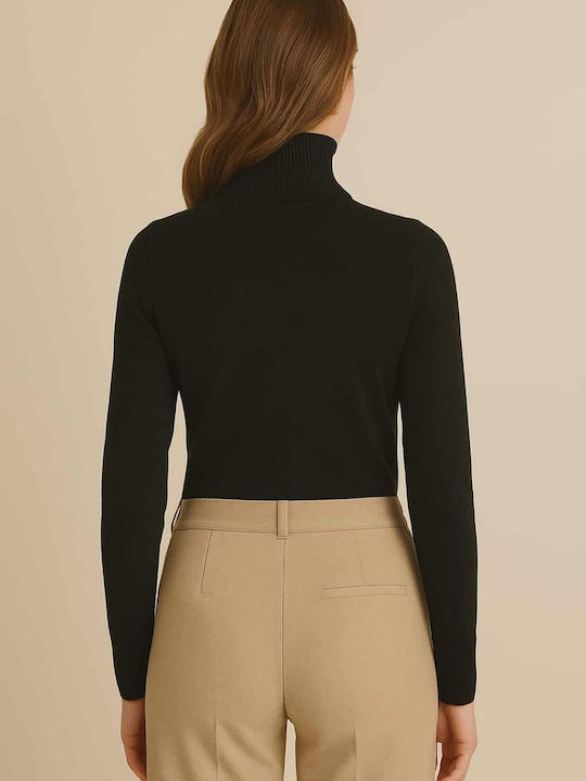 Damen Pullover Rollkragen Black