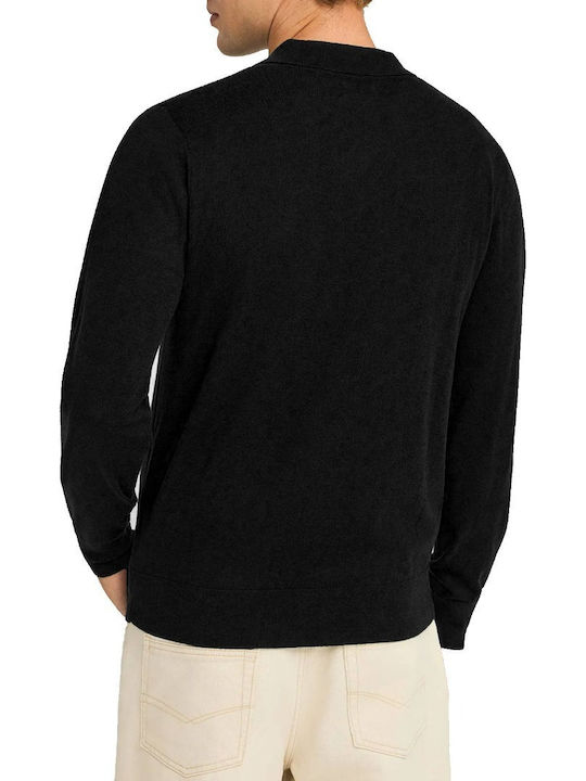 Polo Langarmbluse Schwarz